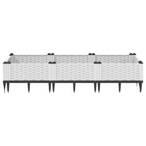 Zahradní truhlík s kolíky bílý 125 x 40 x 28,5 cm PP - obrázek 3