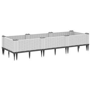 Zahradní truhlík s kolíky bílý 125 x 40 x 28,5 cm PP - obrázek 5
