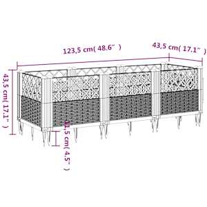 Zahradní truhlík s kolíky černý 123,5 x 43,5 x 43,5 cm PP - obrázek 8