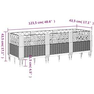 Zahradní truhlík s kolíky modrá šedá 123,5 x 43,5 x 43,5 cm PP - obrázek 8