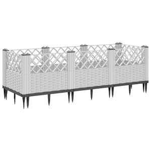 Zahradní truhlík s kolíky bílý 123,5 x 43,5 x 43,5 cm PP - obrázek 5