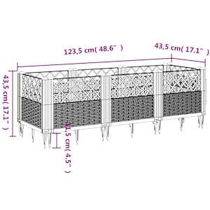 Zahradní truhlík s kolíky bílý 123,5 x 43,5 x 43,5 cm PP - obrázek 8