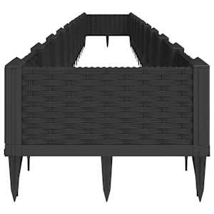 Zahradní truhlík s kolíky černý 362,5 x 42,5 x 28,5 cm PP - obrázek 4