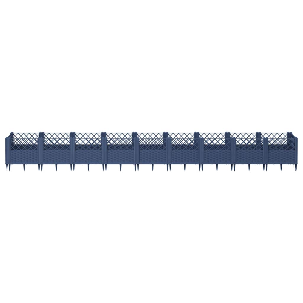 vidaXL Plantenbak met pinnen 363,5x43,5x43,5 cm polypropeen blauwgrijs afbeelding