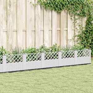 Cvetlično korito z zatiči belo 363,5x43,5x43,5 cm PP