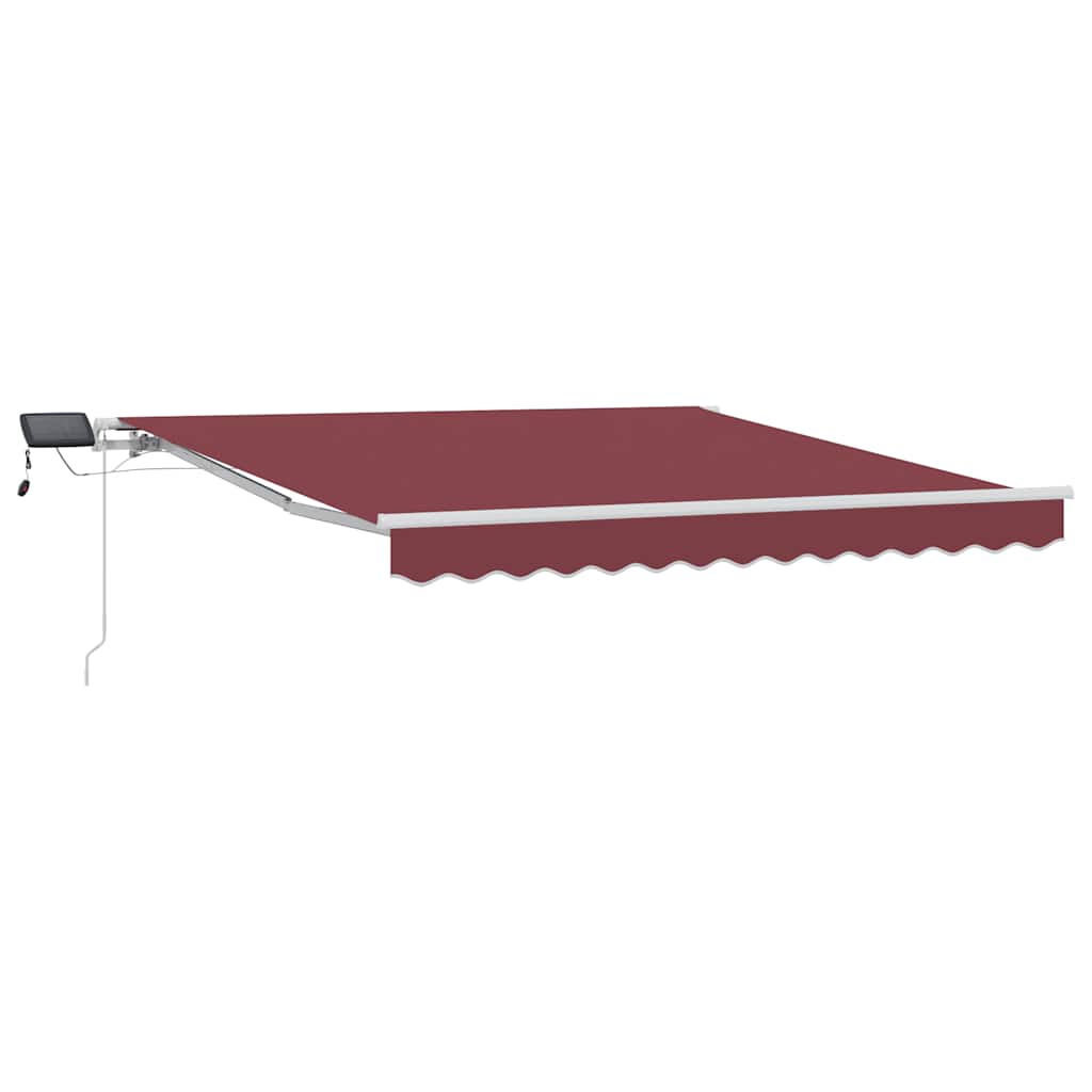 vidaXL Ručně zatahovací markýza s LED burgundská 300 x 250 cm