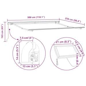 Ručně zatahovací markýza s LED burgundská 300 x 250 cm - obrázek 15