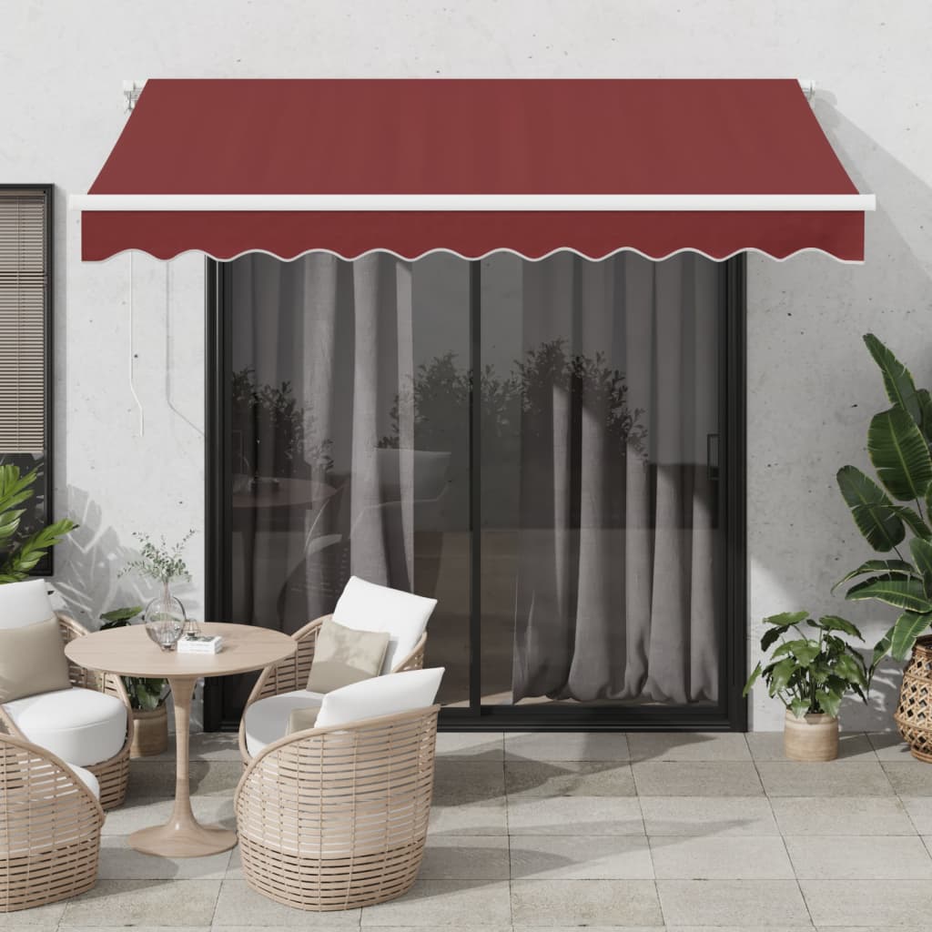 vidaXL Copertină retractabilă manual cu LED, vișiniu, 300x250 cm