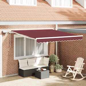 Ručně zatahovací markýza s LED burgundská 300 x 250 cm - obrázek 1