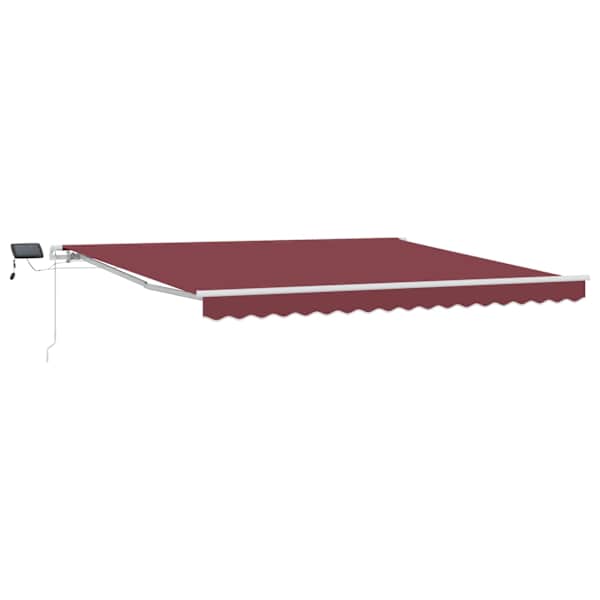 vidaXL k&auml;sitsi sisset&otilde;mmatav varikatus LEDiga, veinipunane, 400x300 cm