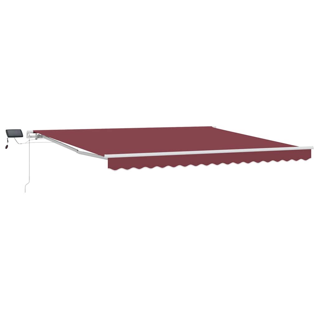 vidaXL Ručně zatahovací markýza s LED burgundská 400 x 300 cm