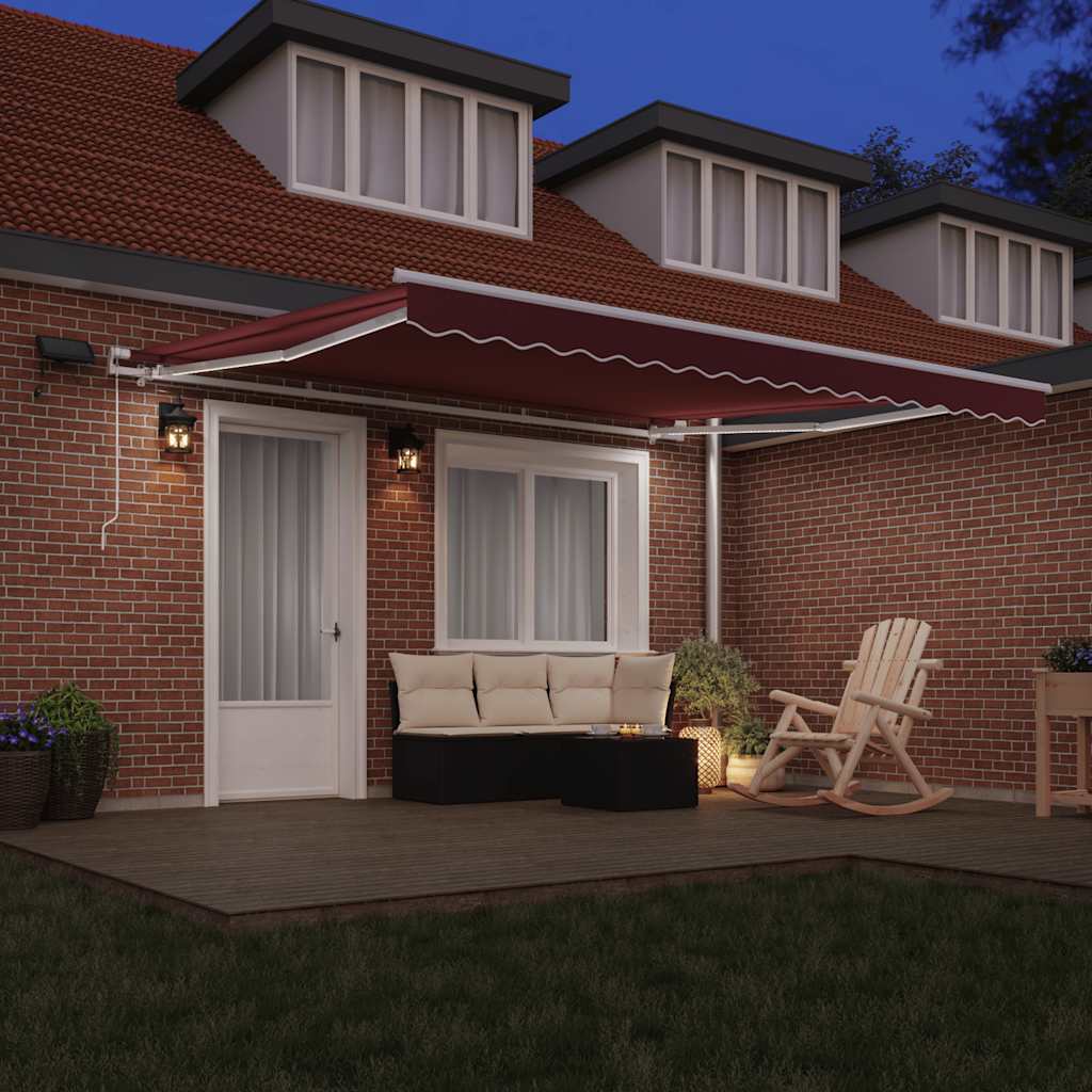 Thumbnail - vidaXL Markise Manuell mit LED Weinrot 400x300 cm