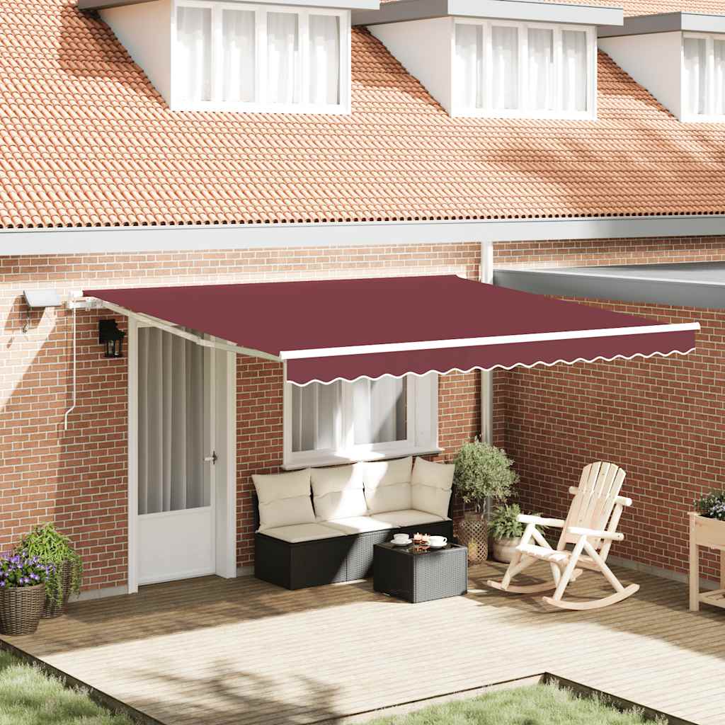 vidaXL Markise Manuell mit LED Weinrot 400x300 cm
