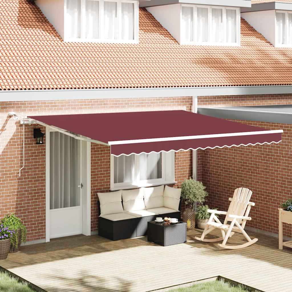 vidaXL Markise Automatisch mit LED Weinrot 400x300 cm