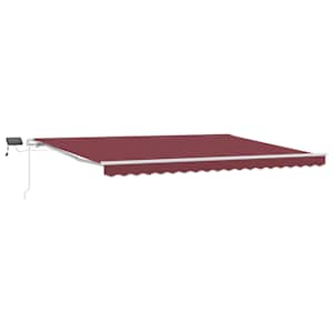 vidaXL k&auml;sitsi sisset&otilde;mmatav varikatus LEDiga, veinipunane, 450x300 cm