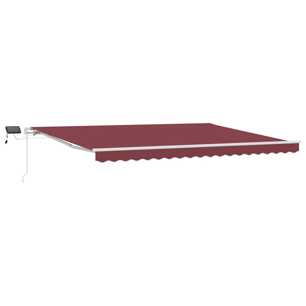 vidaXL Ručně zatahovací markýza s LED burgundská 450 x 300 cm