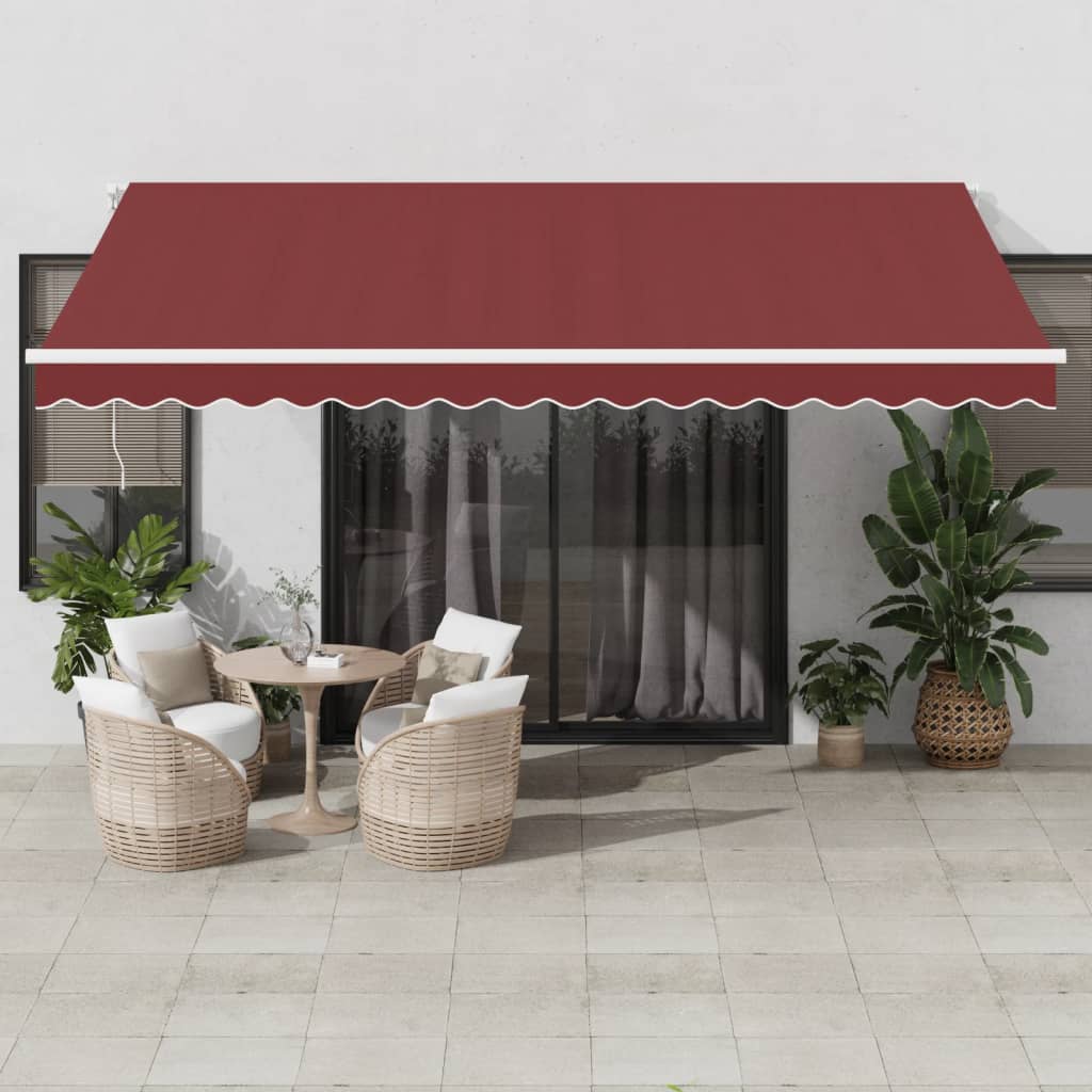 vidaXL Copertina retractabilă manual cu LED, vișiniu, 450x300 cm