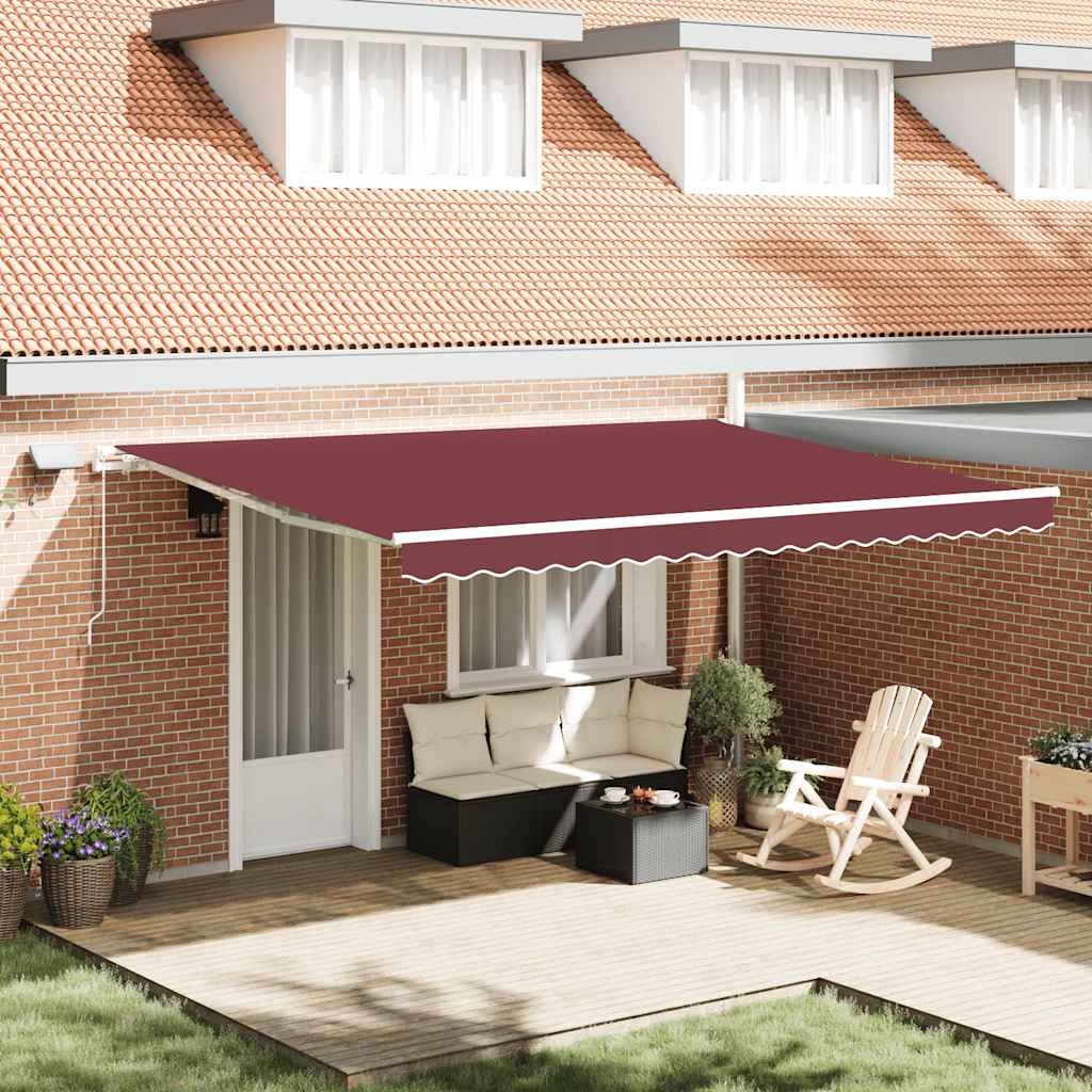 vidaXL Copertina retractabilă manual cu LED, vișiniu, 450x300 cm