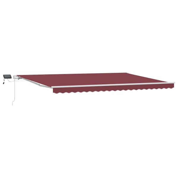 vidaXL k&auml;sitsi sisset&otilde;mmatav varikatus LEDiga, veinipunane, 500x300 cm