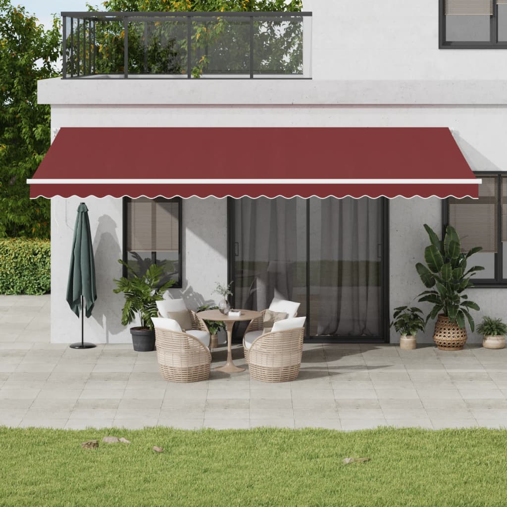 vidaXL Copertina retractabilă manual cu LED, vișiniu, 600x300 cm