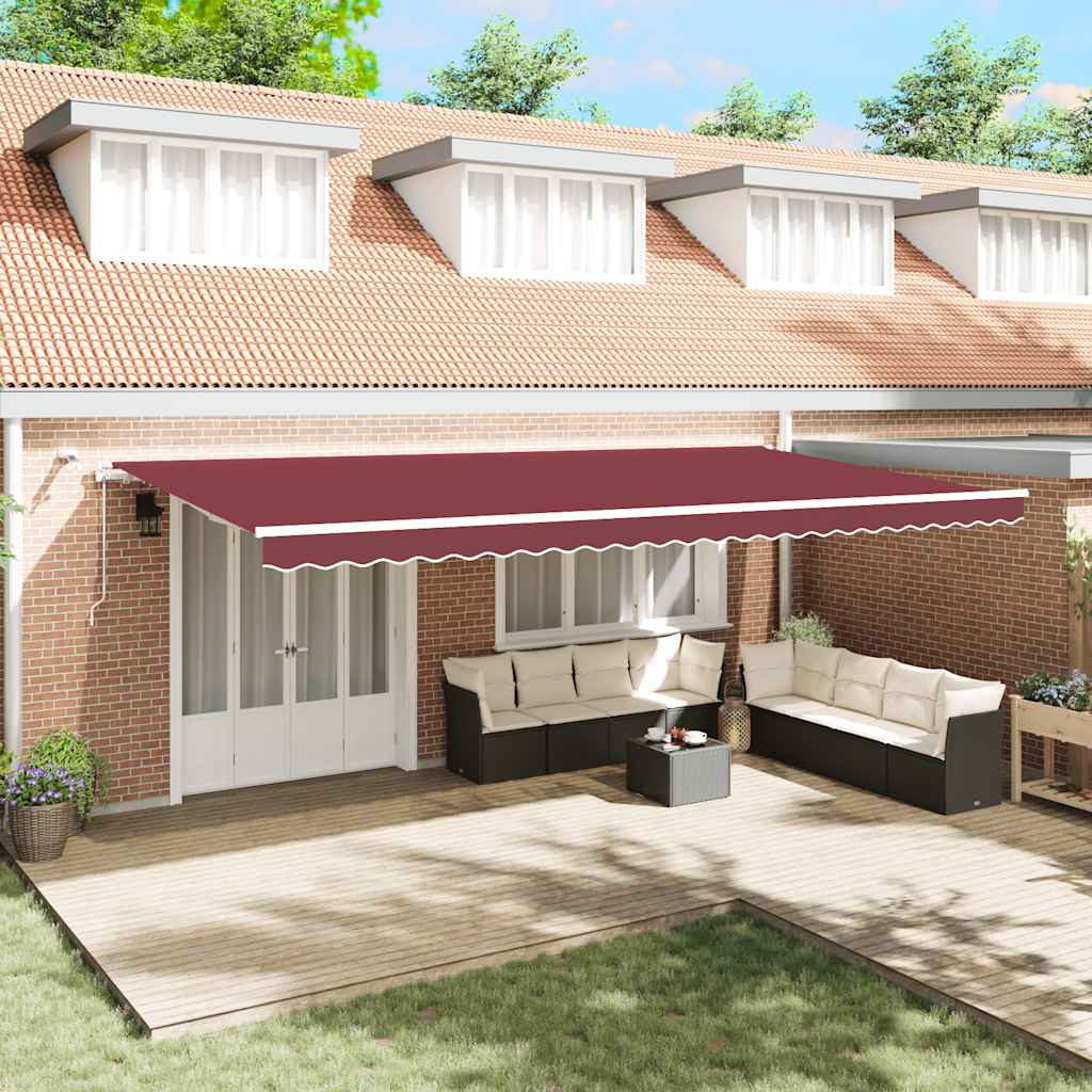 vidaXL Copertina retractabilă automat cu LED, vișiniu, 600x300 cm