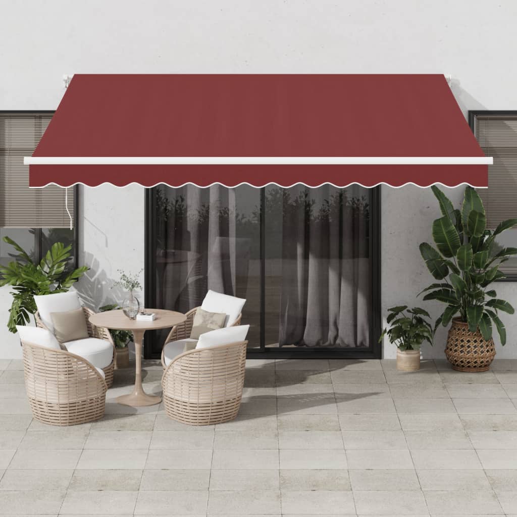 vidaXL Copertina retractabilă manual cu LED, vișiniu, 400x350 cm