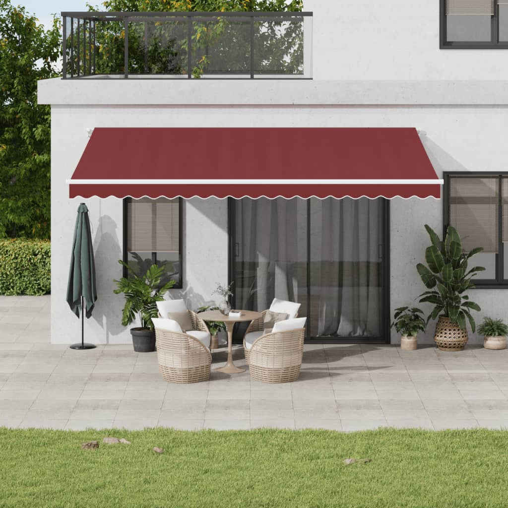 vidaXL Copertina retractabilă manual, vișiniu, 500x350 cm