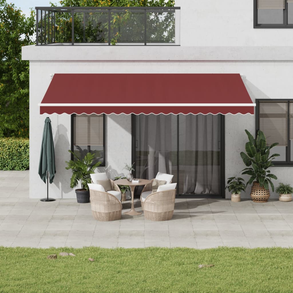 vidaXL Copertina retractabilă automat cu LED, vișiniu, 500x350 cm