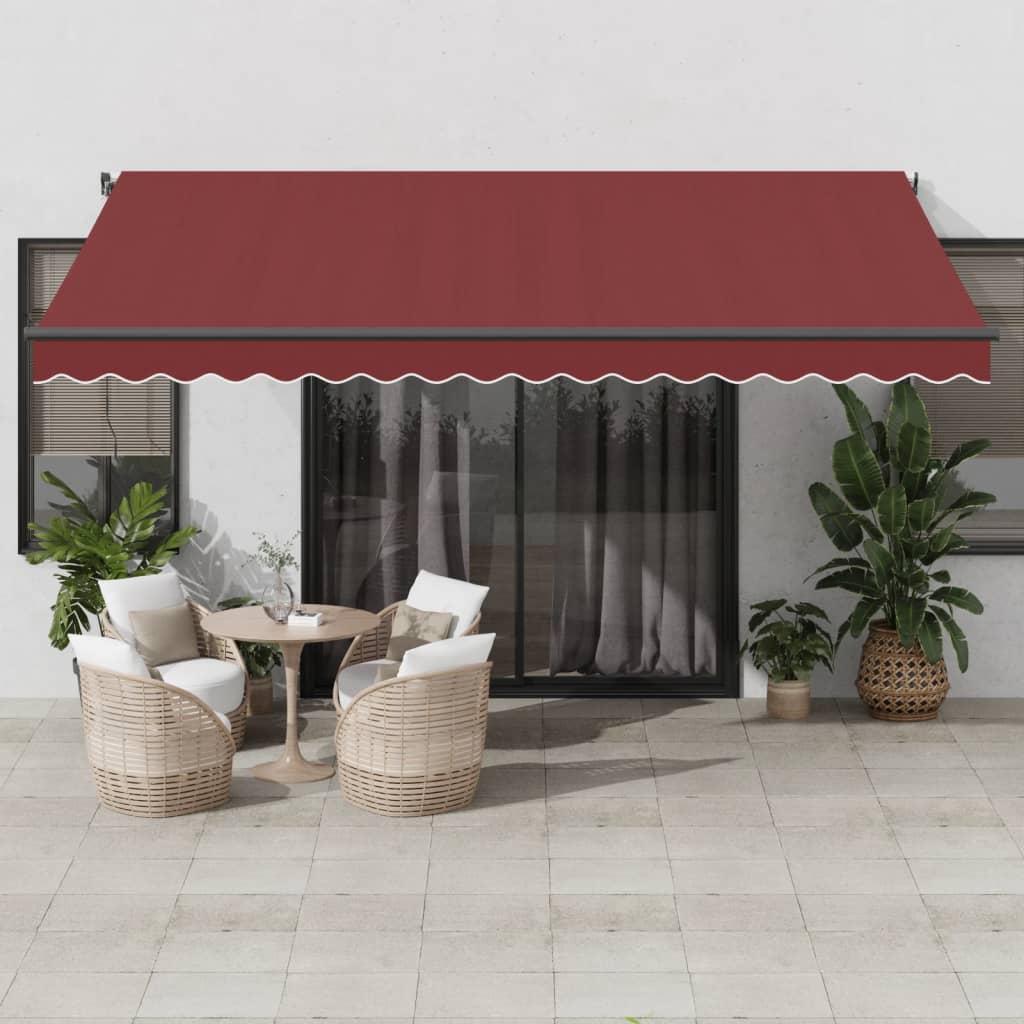 vidaXL Copertina retractabilă manual cu LED-uri, vișiniu, 450x350 cm