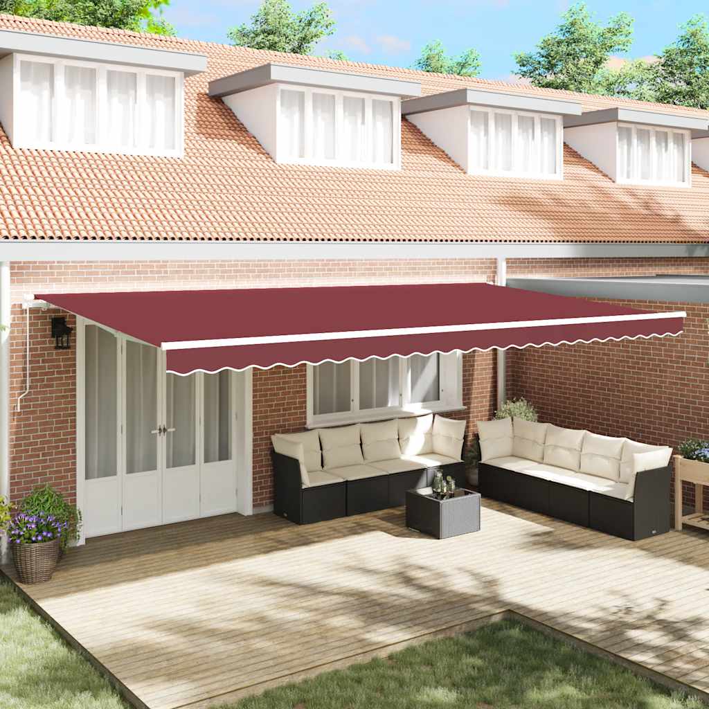 vidaXL Copertina retractabilă manual, vișiniu, 600x300 cm