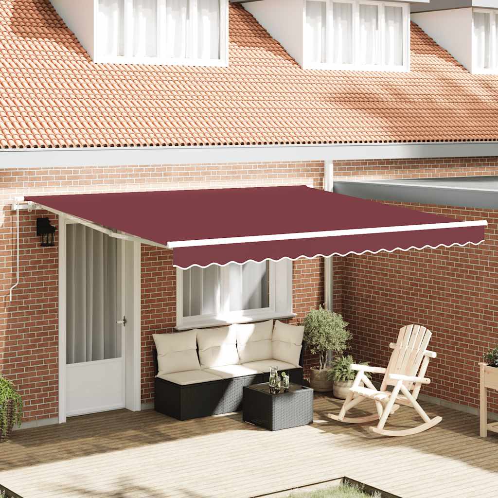vidaXL Copertina retractabilă manual, vișiniu, 400x300 cm