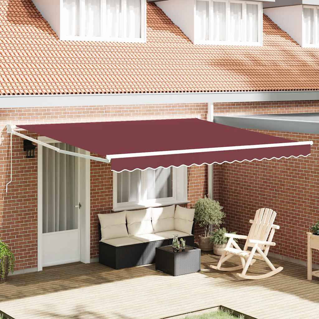 vidaXL Copertina retractabilă manual, vișiniu, 400x300 cm