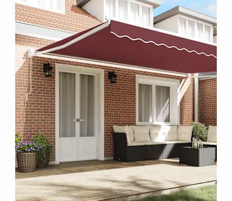 vidaXL Tenda na ručno uvlačenje bordo 500 x 300 cm