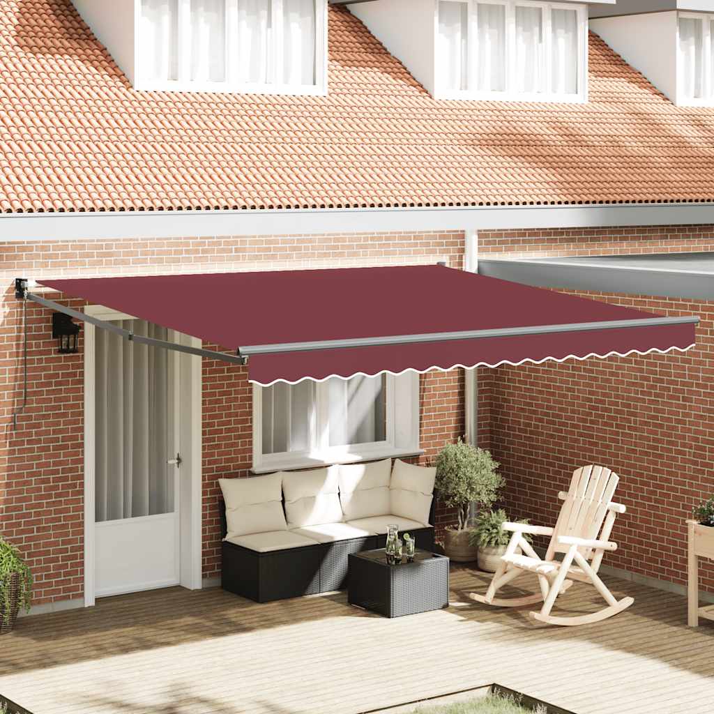 vidaXL Copertina retractabilă manual, vișiniu, 400x300 cm