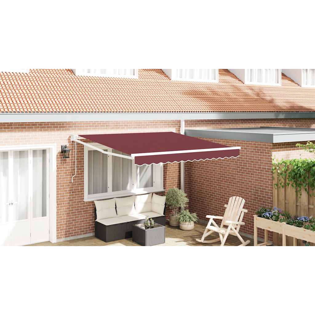 vidaXL Automatisk uttrekkbar markise med LED burgunder 300x250 cm