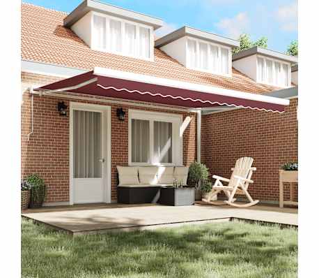 vidaXL Copertina retractabilă manual, vișiniu, 450x300 cm