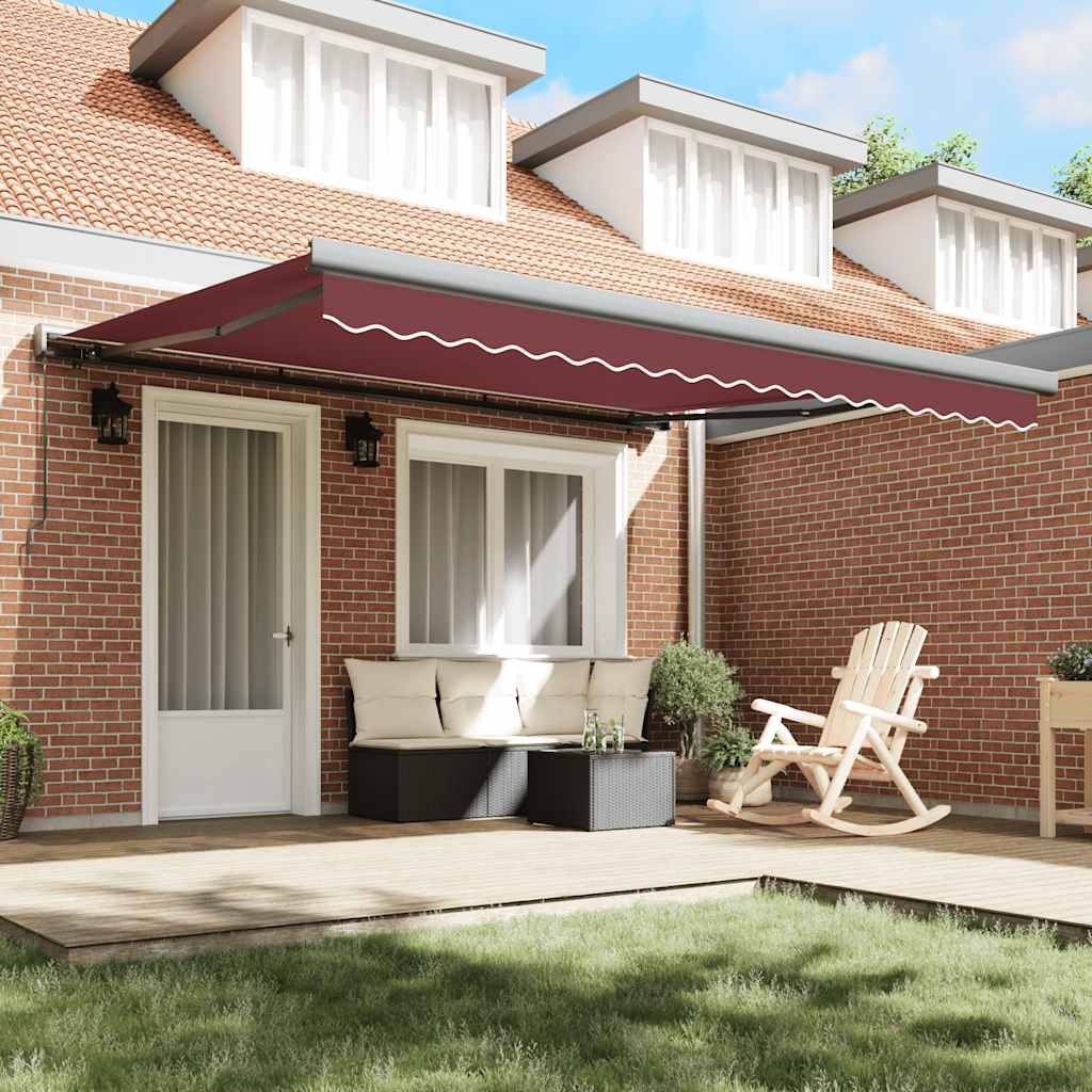 vidaXL burgundi vörös kézzel kihúzható napellenző 400 x 300 cm