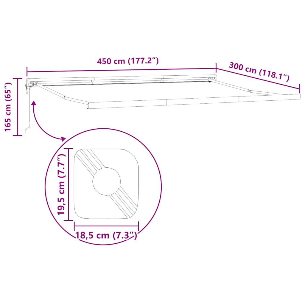 Luifel automatisch uittrekbaar 450x300 cm bordeauxrood image 13