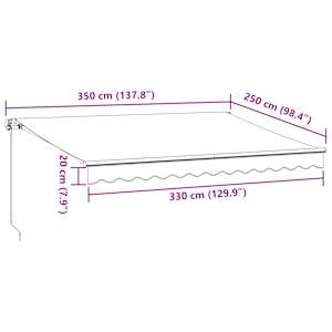 Ručně zatahovací markýza s LED světly burgundská 350 x 250 cm - obrázek 11