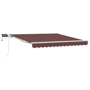 vidaXL k&auml;sitsi sisset&otilde;mmatav varikatus LEDiga, pruun, 300 x 250 cm