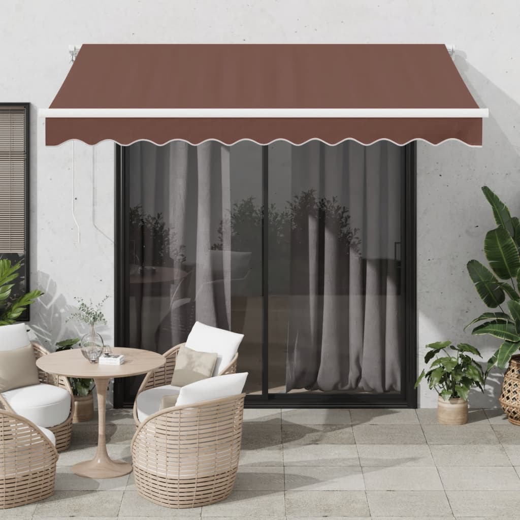 vidaXL Copertină retractabilă manual cu LED, maro, 300x250 cm