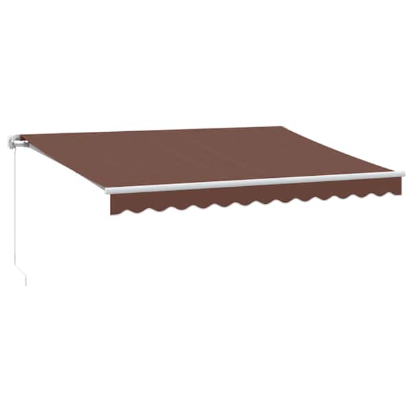 vidaXL k&auml;sitsi sisset&otilde;mmatav varikatus LEDiga, pruun, 350 x 250 cm