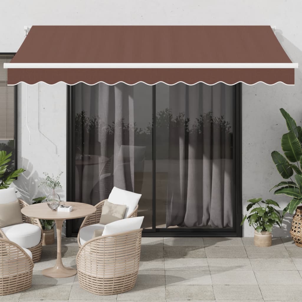 vidaXL Copertină retractabilă manual cu LED, maro, 350x250 cm