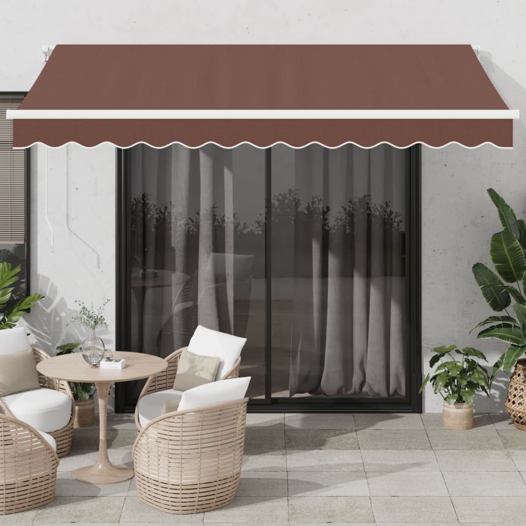 vidaXL Copertina retractabilă automat cu LED, maro, 350x250 cm