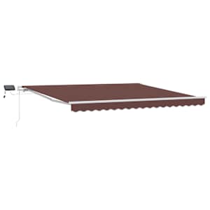 vidaXL k&auml;sitsi sisset&otilde;mmatav varikatus LEDiga, pruun, 400x300 cm