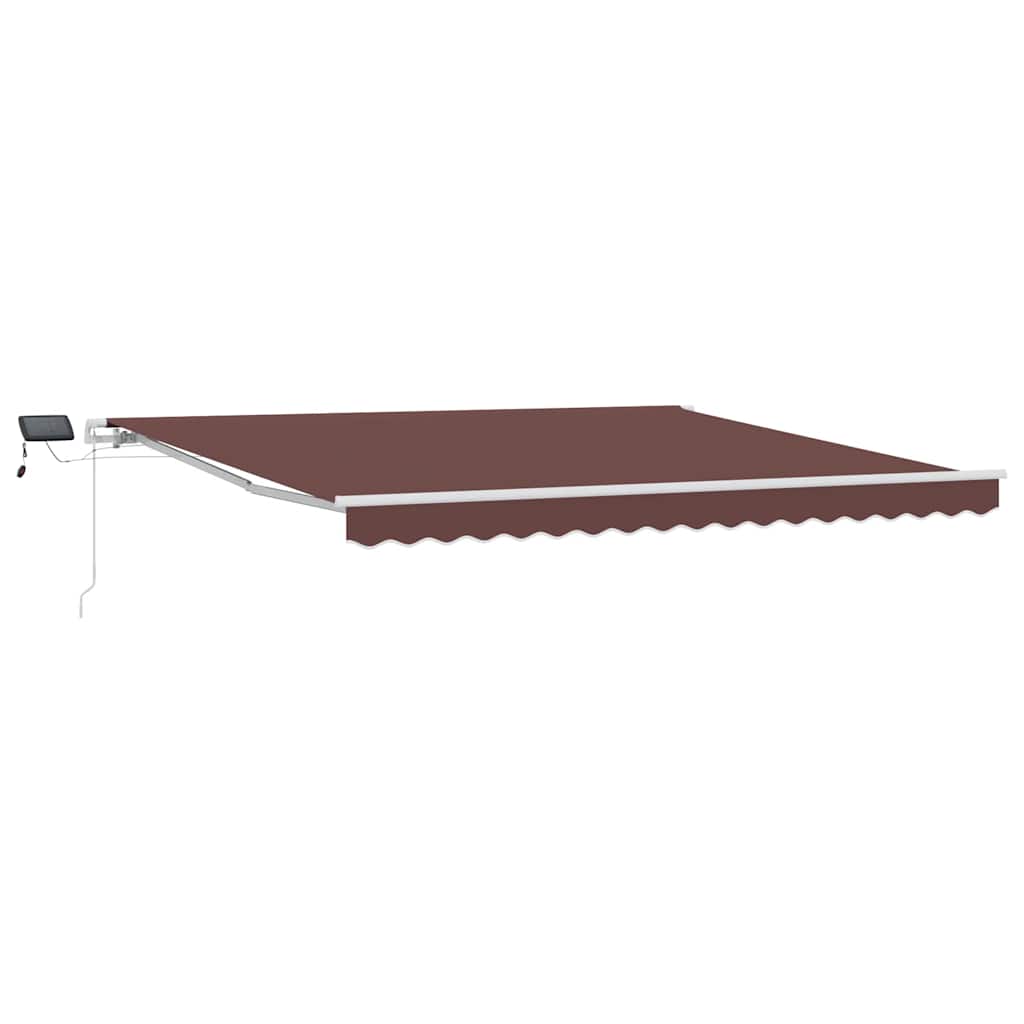 vidaXL Ručně zatahovací markýza s LED hnědá 400 x 300 cm