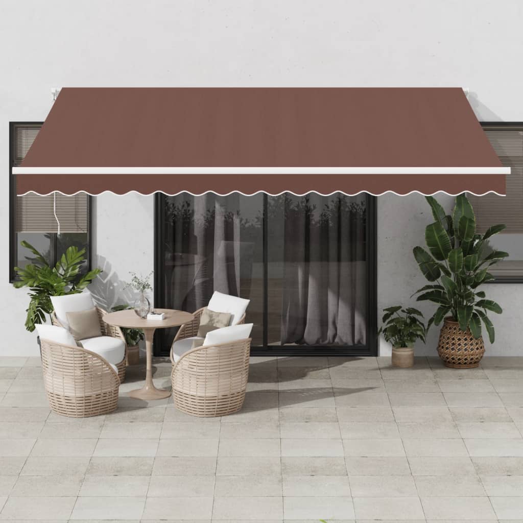 vidaXL Copertină retractabilă manual cu LED, maro, 450x300 cm