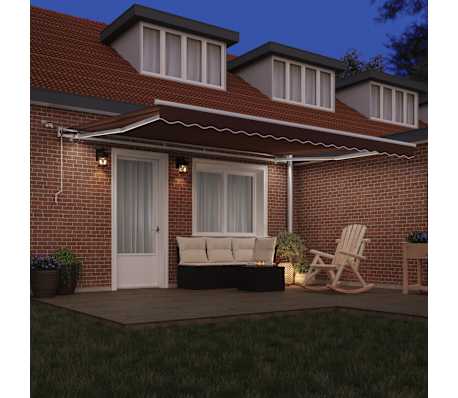 vidaXL Luifel automatisch uittrekbaar met LED 450x300 cm bruin