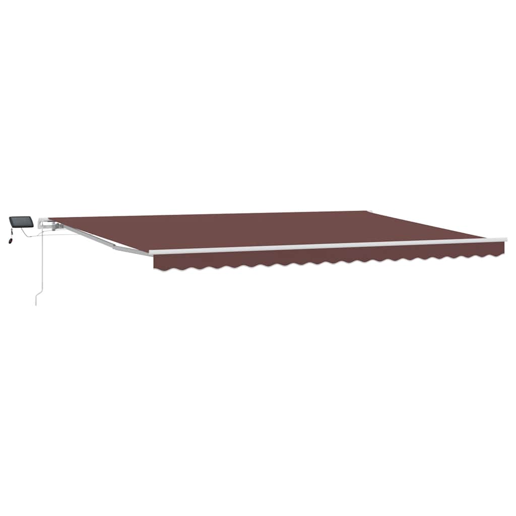 E-shop vidaXL Ručná zaťahovacia markíza s LED hnedá 500x300 cm