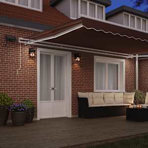 Ručně zatahovací markýza s LED hnědá 500 x 300 cm - obrázek 3